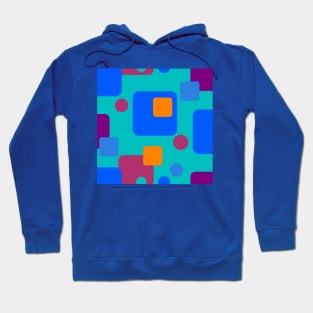 Retro Abstract Dream Space in Blue, Magenta, Orange on Teal Hoodie